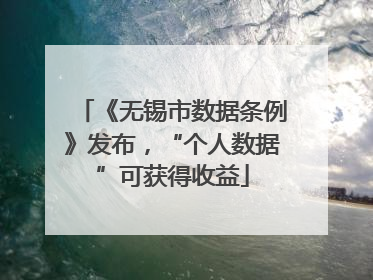 《无锡市数据条例》发布，“个人数据”可获得收益