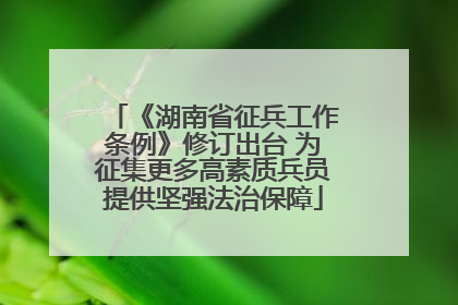 《湖南省征兵工作条例》修订出台 为征集更多高素质兵员提供坚强法治保障
