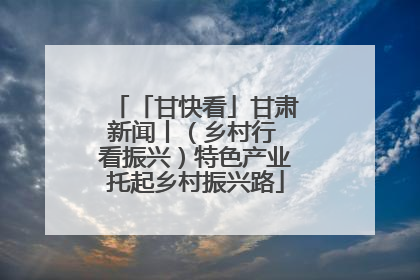 「甘快看」甘肃新闻丨（乡村行 看振兴）特色产业托起乡村振兴路