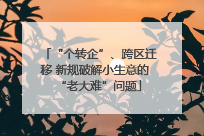 “个转企”、跨区迁移 新规破解小生意的“老大难”问题