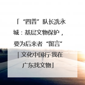 “四普”队长冼永城：基层文物保护，要为后来者“留言”｜文化中国行·我在广东找文物