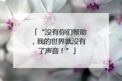 “没有你们帮助，我的世界就没有了声音！”