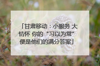 甘肃移动：小服务 大情怀 你的“习以为常”便是他们的满分答案