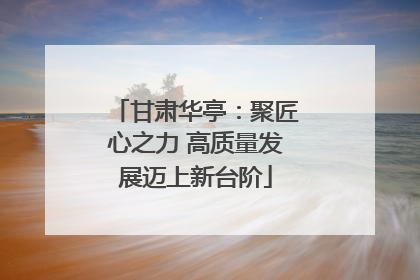 甘肃华亭：聚匠心之力 高质量发展迈上新台阶