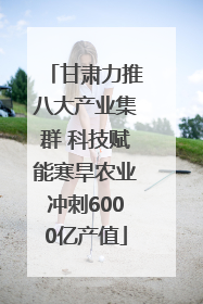 甘肃力推八大产业集群 科技赋能寒旱农业冲刺6000亿产值