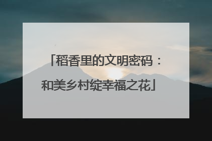 稻香里的文明密码：和美乡村绽幸福之花