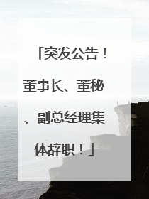 突发公告！董事长、董秘、副总经理集体辞职！