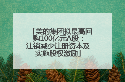 美的集团拟最高回购100亿元A股：注销减少注册资本及实施股权激励