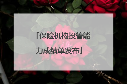 保险机构投管能力成绩单发布