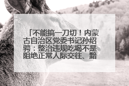 不能搞一刀切！内蒙古自治区党委书记孙绍骋：整治违规吃喝不是阻绝正常人际交往、黯淡人间烟火