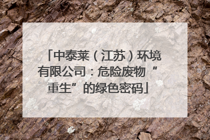 中泰莱（江苏）环境有限公司：危险废物“重生”的绿色密码