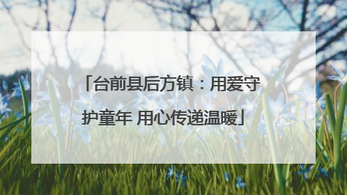 台前县后方镇：用爱守护童年 用心传递温暖