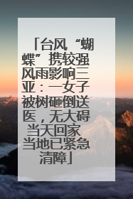 台风“蝴蝶”携较强风雨影响三亚：一女子被树砸倒送医，无大碍当天回家 当地已紧急清障