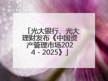光大银行、光大理财发布《中国资产管理市场2024－2025》