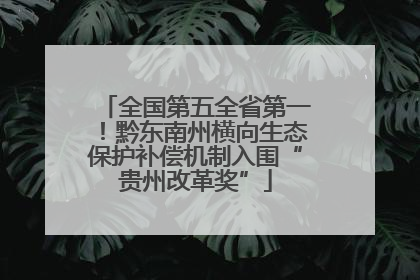 全国第五全省第一！黔东南州横向生态保护补偿机制入围“贵州改革奖”