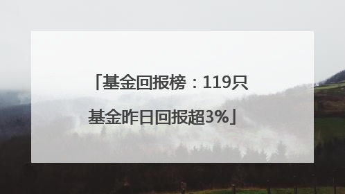 基金回报榜：119只基金昨日回报超3%