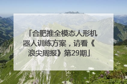 合肥推全模态人形机器人训练方案，请看《浪尖周报》第29期