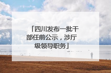 四川发布一批干部任前公示，涉厅级领导职务