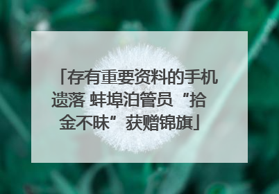 存有重要资料的手机遗落 蚌埠泊管员“拾金不昧”获赠锦旗