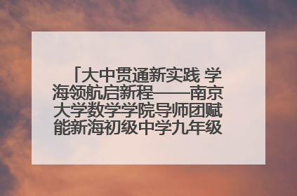 大中贯通新实践 学海领航启新程——南京大学数学学院导师团赋能新海初级中学九年级学子生涯规划