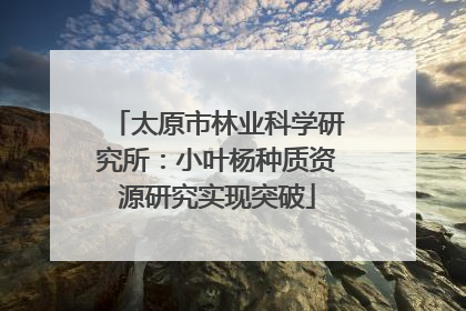 太原市林业科学研究所：小叶杨种质资源研究实现突破