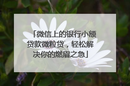 微信上的银行小额贷款微粒贷，轻松解决你的燃眉之急