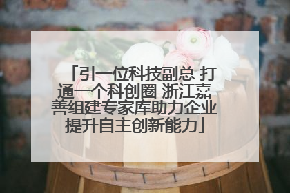 引一位科技副总 打通一个科创圈 浙江嘉善组建专家库助力企业提升自主创新能力