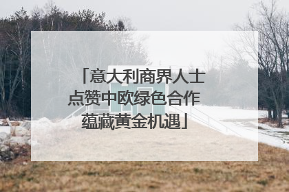 意大利商界人士点赞中欧绿色合作蕴藏黄金机遇