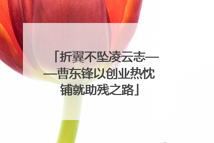 折翼不坠凌云志——曹东锋以创业热忱铺就助残之路