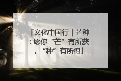 文化中国行｜芒种：愿你“芒”有所获，“种”有所得