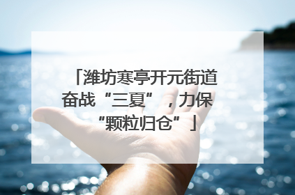 潍坊寒亭开元街道奋战“三夏”，力保“颗粒归仓”