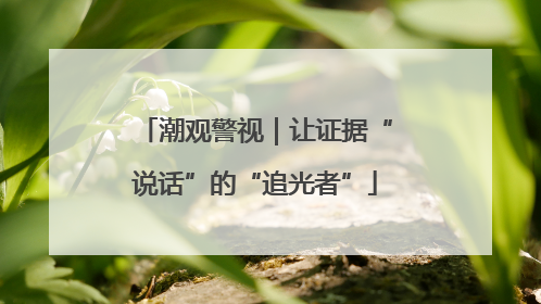 潮观警视｜让证据“说话”的“追光者”