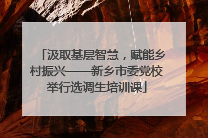 汲取基层智慧，赋能乡村振兴——新乡市委党校举行选调生培训课