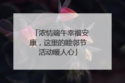 浓情端午幸福安康，这里的睦邻节活动暖人心
