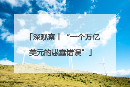 深观察丨“一个万亿美元的愚蠢错误”
