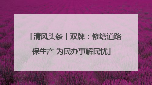 清风头条丨双牌：修缮道路保生产 为民办事解民忧