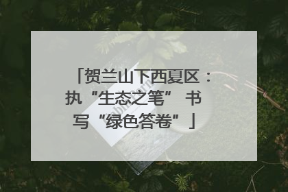 贺兰山下西夏区：执“生态之笔” 书写“绿色答卷”