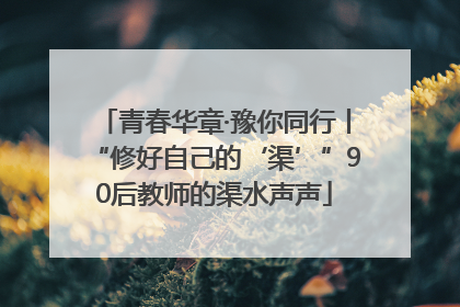 青春华章·豫你同行丨“修好自己的‘渠’”90后教师的渠水声声