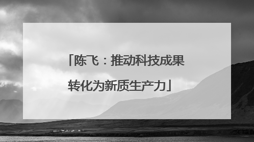 陈飞：推动科技成果转化为新质生产力