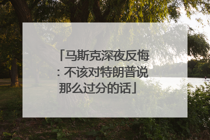 马斯克深夜反悔：不该对特朗普说那么过分的话