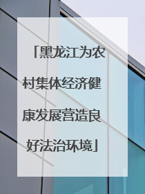 黑龙江为农村集体经济健康发展营造良好法治环境