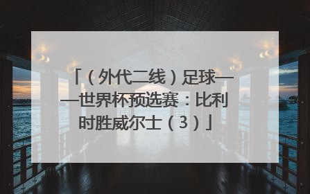 （外代二线）足球——世界杯预选赛：比利时胜威尔士（3）