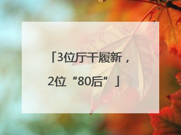 3位厅干履新，2位“80后”