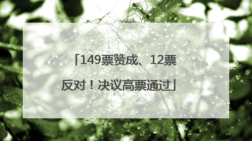 149票赞成、12票反对！决议高票通过