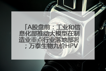 A股盘前：工业和信息化部推动大模型在制造业重点行业落地部署；万泰生物九价HPV疫苗获批上市；特朗普催促鲍威尔降息
